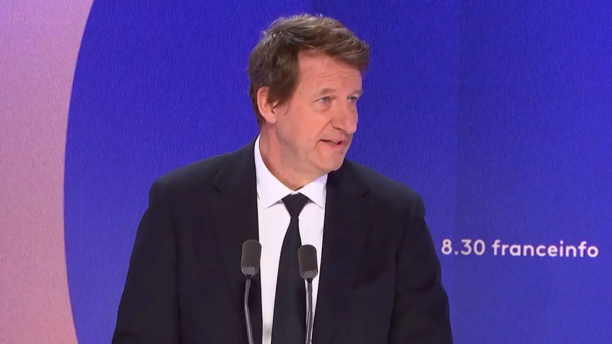 Yannick Jadot lors de son interview sur l'émission "8h30" sur le plateau de France Info, le 30 octobre 2026. Photo : France Info